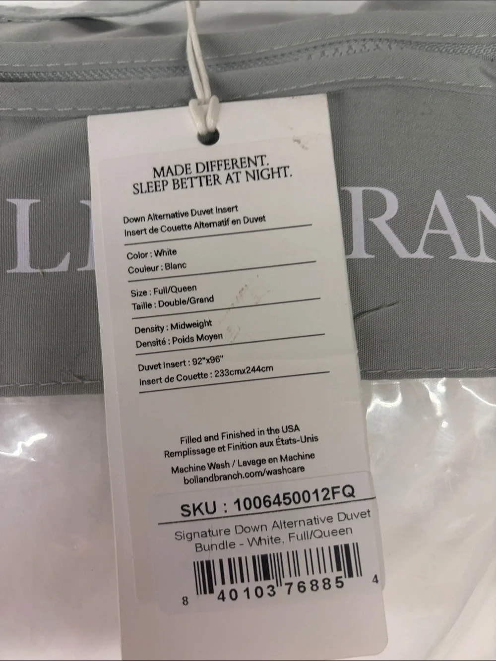 Boll & Branch white comforter